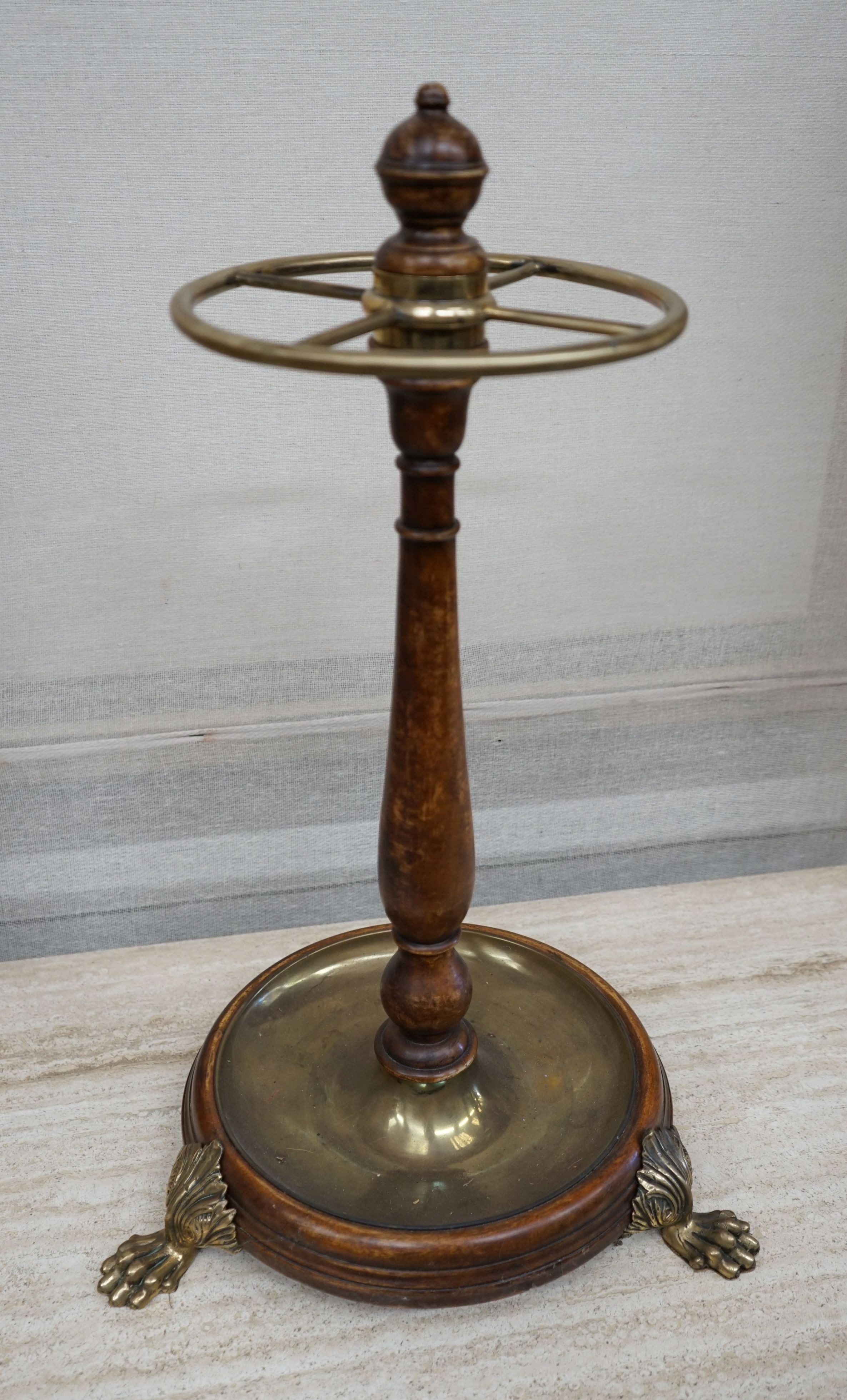 A Victorian style brass mounted mahogany stick stand, height 60cm